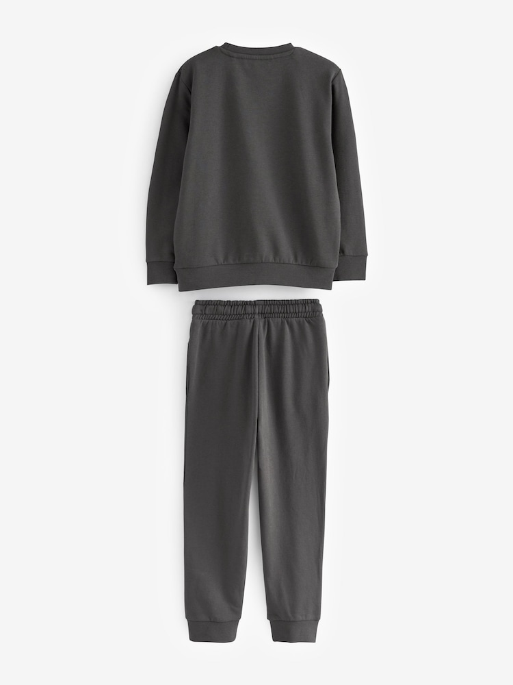 Grey Charcoal Plain Jersey Sweatshirt and Joggers Set (3mths-7yrs) - Image 7 of 7