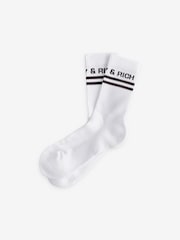 Sporty & Rich White/Brown Bold Logo Socks - Image 1 of 1