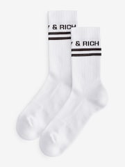 Sporty & Rich White/Brown Bold Logo Socks - Image 2 of 5