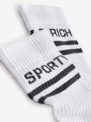 Sporty & Rich White/Brown Bold Logo Socks - Image 4 of 5