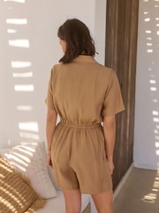Neutrale Farbe - Utility-Cargo-Overall mit Bindegürtel - Bild 5 von 8