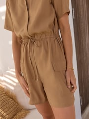 Neutrale Farbe - Utility-Cargo-Overall mit Bindegürtel - Bild 6 von 8