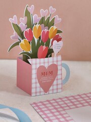 Pink Pop Up Tulips Mum Birthday Card - Image 1 of 3