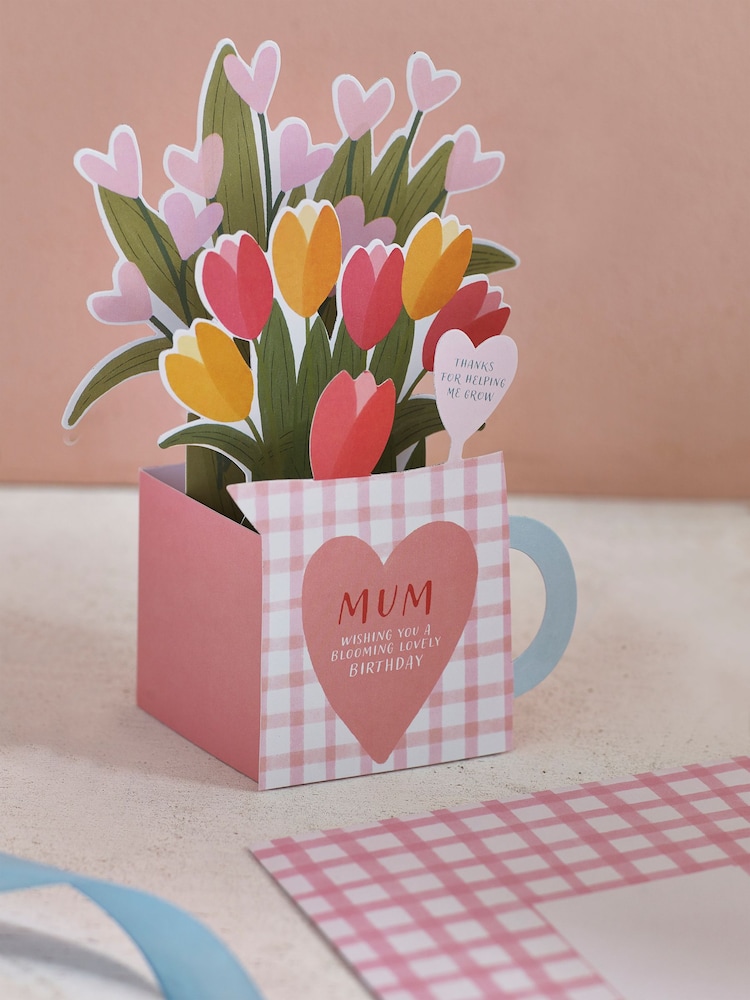 Pink Pop Up Tulips Mum Birthday Card - Image 1 of 3