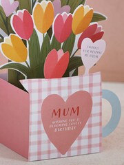 Pink Pop Up Tulips Mum Birthday Card - Image 2 of 3