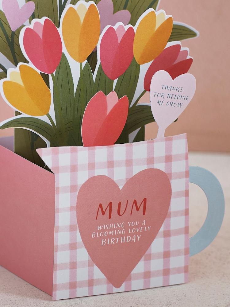 Pink Pop Up Tulips Mum Birthday Card - Image 2 of 3