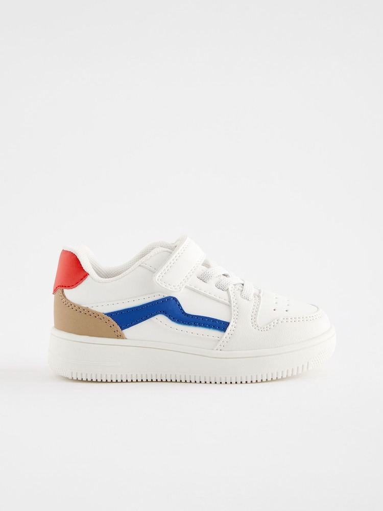 White/Blue/Red Touch Fastening Elastic Lace Trainers - Image 1 of 5