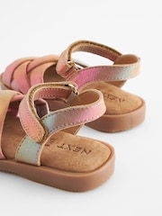 Pink Rainbow Leather Woven Sandals With Touch Fastening - Image 4 of 5