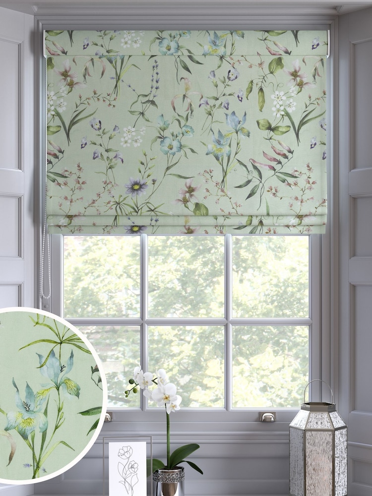 Sage Green Regency Made to Measure Roman 100% Cotton Blind - Image 1 of 6