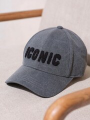 Mint Velvet Grey ICONIC Boucle Baseball Cap - Image 1 of 3