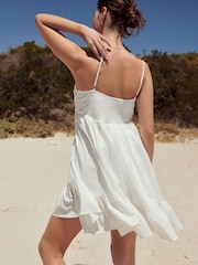 White Crochet Mix Mini Summer Dress - Image 3 of 10