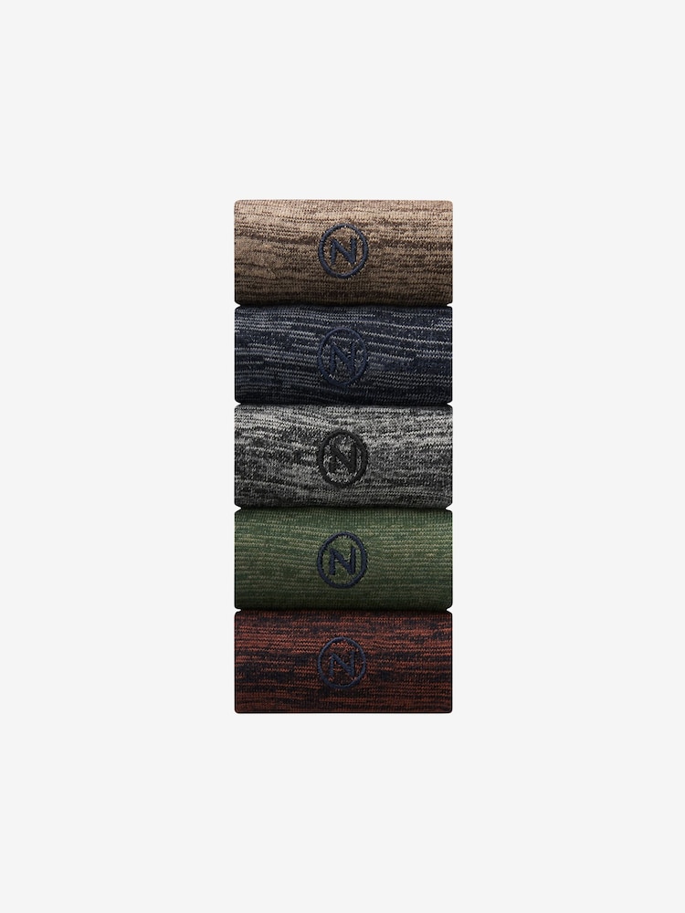 Blue/Green/Orange 5 Pack Embroidered Lasting Fresh Socks - Image 1 of 8