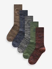 Blue/Green/Orange 5 Pack Embroidered Lasting Fresh Socks - Image 2 of 8