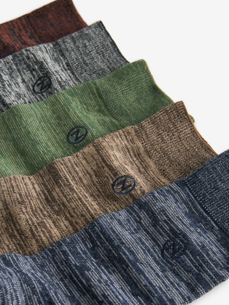 Blue/Green/Orange 5 Pack Embroidered Lasting Fresh Socks - Image 8 of 8