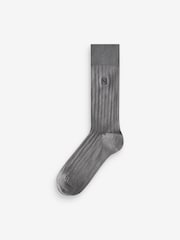 Grey/Green Rib Texture 5 Pack Embroidered Lasting Fresh Socks - Image 6 of 6