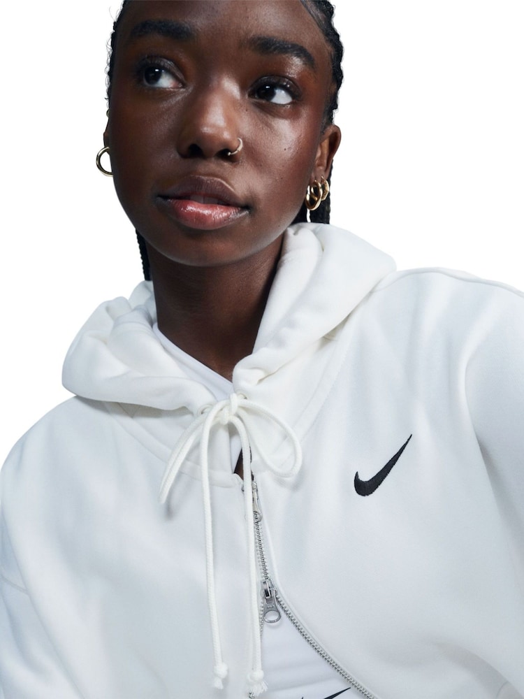 Nike Sail Oversized Mini Phoenix Fleece Swoosh Full Zip Hoodie - Image 6 of 8