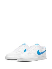 Nike White/Blue Court Vision Low Trainers - Image 3 of 8