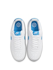 Nike White/Blue Court Vision Low Trainers - Image 5 of 8