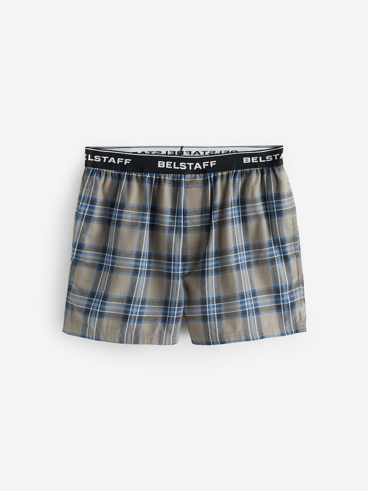 رمادي مربعات - Belstaff Cotton Poplin Pyjama Shorts - صورة 5 من 5