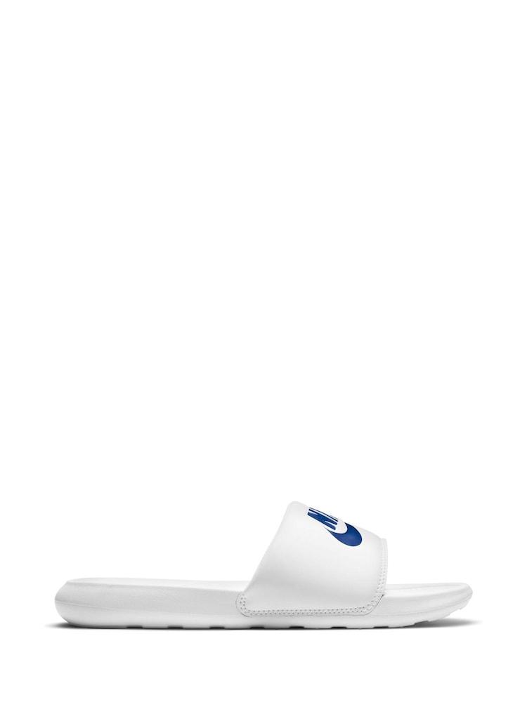Nike White/Blue Victori One Sliders - Image 1 of 8 Nike White/Blue Victori One Sliders - Image 1 of 8