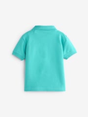 Blue All Over 100% Cotton Embroidered Short Sleeve Polo Shirt (3mths-7yrs) - Image 6 of 7