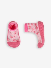 JoJo Maman Bébé Pink Strawberry Indoor Outdoor Slipper Socks - Image 4 of 4