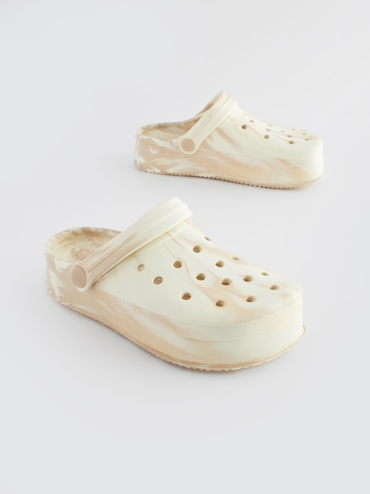Neutral Marble Chunky Clogs - Image 2 of 6