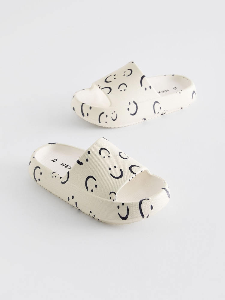 White/Black Print Chunky Sliders - Image 2 of 6