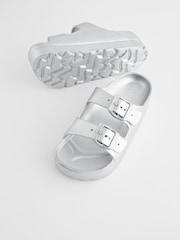 Silver Double Buckle Chunky Sandals - Image 4 of 6
