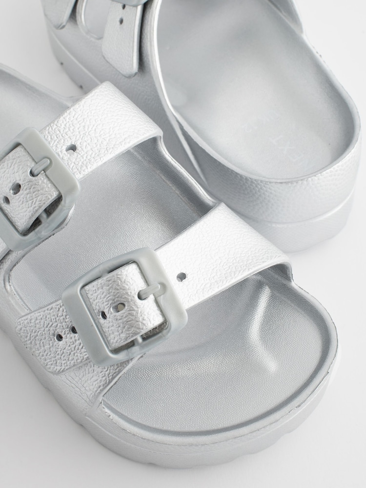 Silver Double Buckle Chunky Sandals - Image 6 of 6