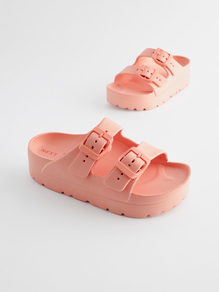 Apricot Pink Double Buckle Chunky Sandals - Image 1 of 6 Apricot Pink Double Buckle Chunky Sandals - Image 1 of 6