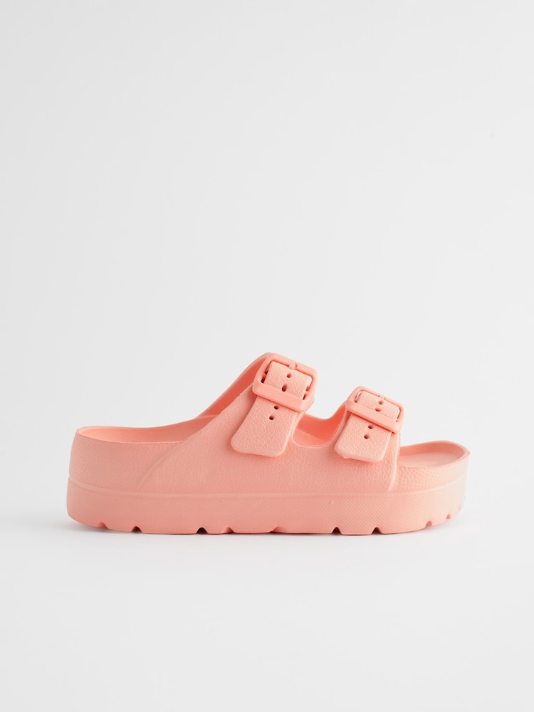 Apricot Pink Double Buckle Chunky Sandals - Image 2 of 6 Apricot Pink Double Buckle Chunky Sandals - Image 2 of 6
