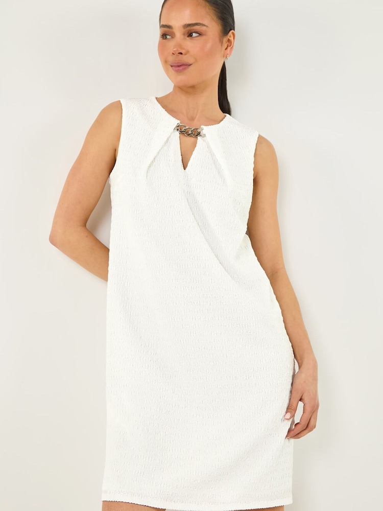Roman White Petite Chain Trim Dress - Image 1 of 5 Roman White Petite Chain Trim Dress - Image 1 of 5