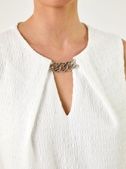 Roman White Petite Chain Trim Dress - Image 5 of 5