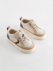 Neutral Beige Standard Fit (F) Touch Fastening Chevron Trainers - Image 1 of 6