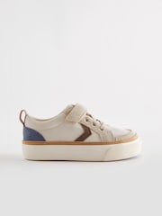 Neutral Beige Standard Fit (F) Touch Fastening Chevron Trainers - Image 2 of 6