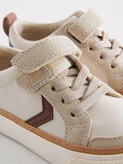 Neutral Beige Standard Fit (F) Touch Fastening Chevron Trainers - Image 5 of 6