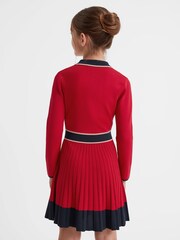 Reiss Red Mia Senior Knitted Polo Skater Dress - Image 5 of 7