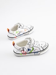 White Doodle Graffiti Standard Fit (F) Touch Fastening Chevron Trainers - Image 1 of 6