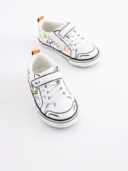 White Doodle Graffiti Standard Fit (F) Touch Fastening Chevron Trainers - Image 3 of 6