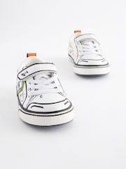 White Doodle Graffiti Standard Fit (F) Touch Fastening Chevron Trainers - Image 4 of 6