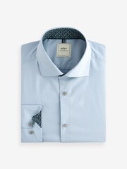 Light Blue Slim Fit Single Cuff Four Way Stretch Shirt - Image 6 of 8