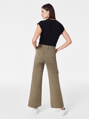 Spanx Green Stretch Twill Cropped Cargo Trousers - Image 2 of 6