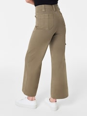 Spanx Green Stretch Twill Cropped Cargo Trousers - Image 3 of 6