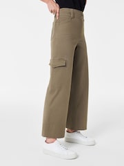 Spanx Green Stretch Twill Cropped Cargo Trousers - Image 4 of 6