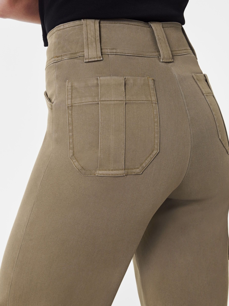 Spanx Green Stretch Twill Cropped Cargo Trousers - Image 6 of 6