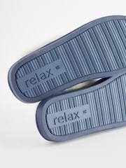 Denim Blue Suede Faux Fur Lined Mule Slippers - Image 7 of 7
