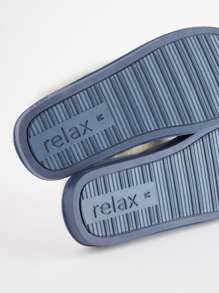 Denim azul - Pantuflas con forro de piel sintética de ante - Imagen 7 de 7 Denim azul - Pantuflas con forro de piel sintética de ante - Imagen 7 de 7