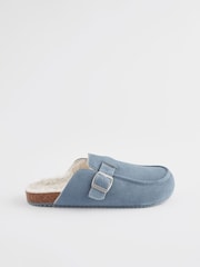 Blue Suede Footbed Mule Slippers - Image 4 of 8