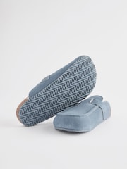 Blue Suede Footbed Mule Slippers - Image 5 of 8